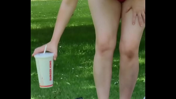 Voyeur Cam. Busty Bombshell Flashing Huge Tits in Public Park
