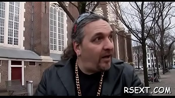 Stunning hooker gives a sizzling hot oral and handjob