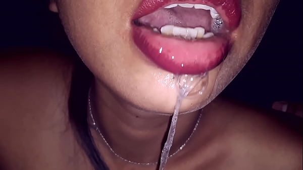 Sucking, spitting and receiving milk in her mouth with her delicious tits in the air