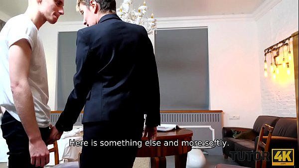 TUTOR4K. Sexy mature teacher and y. man become lovers during class