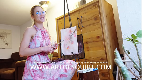 Blossom in the Rain &ndash_ Modern Abstract Fluid Painting by Miss Daisy Diamond