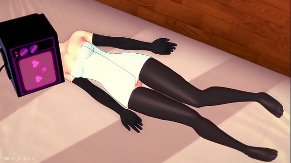 Tv woman wants to play with a big cock, she is wet and only wears a towel (Hentai version)