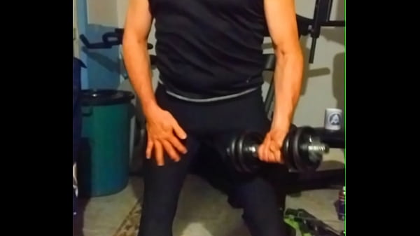 Striptease and weights presentation in the gym.