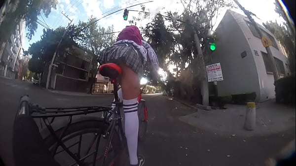 Upskirt bike ride, Do you want to look up my skirt?