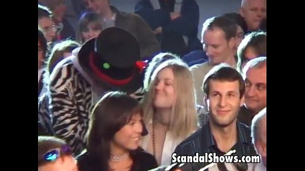 Hot brunette girl seduces the crowd